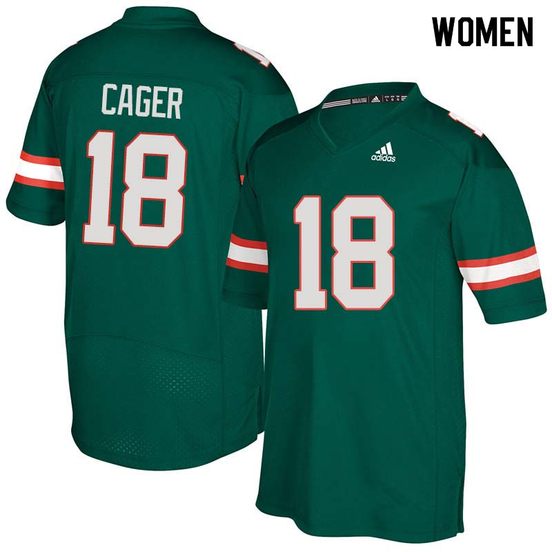 Women Miami Hurricanes #18 Lawrence Cager College Football Jerseys Sale-Green - Click Image to Close